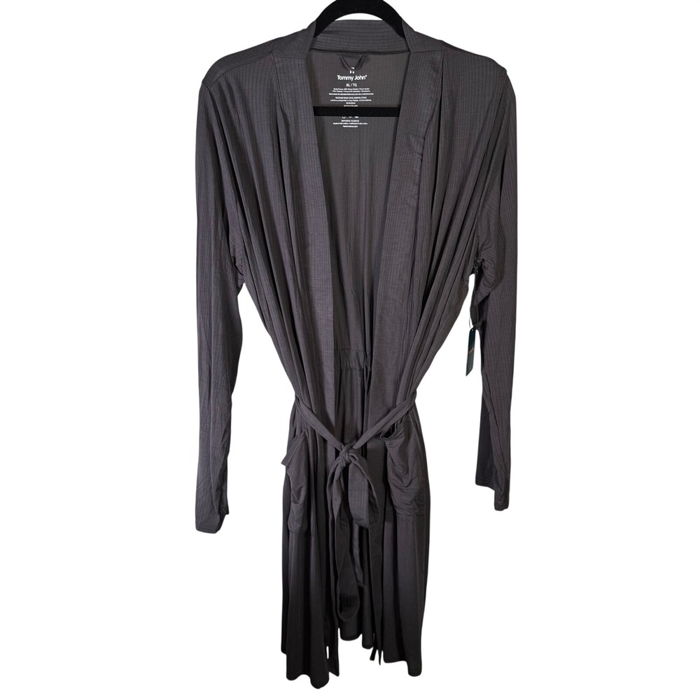 Tommy John Second Skin Luxe Rib Robe Womens XL Phantom Gray New With Tags